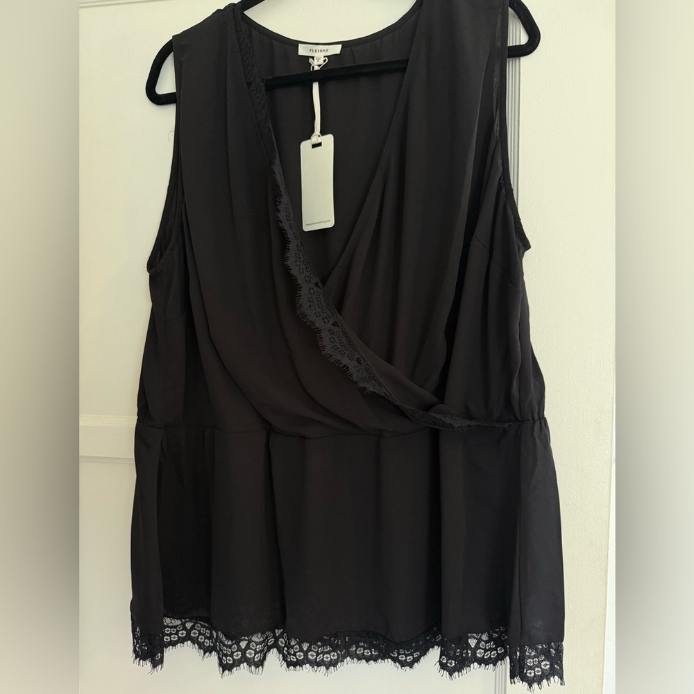 Pleione Black Lace Detail Top